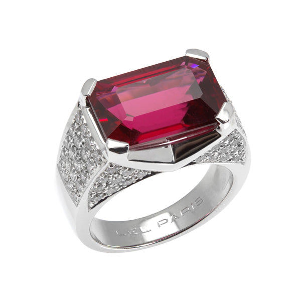 Bague Grande Tulipe pavée Rubellite