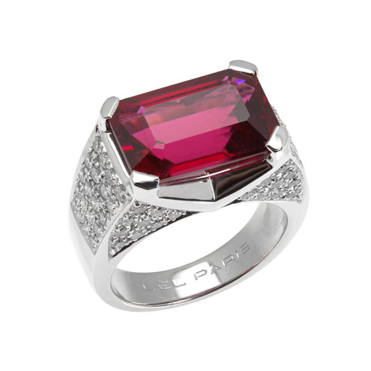Bague Grande Tulipe pavée Rubellite
