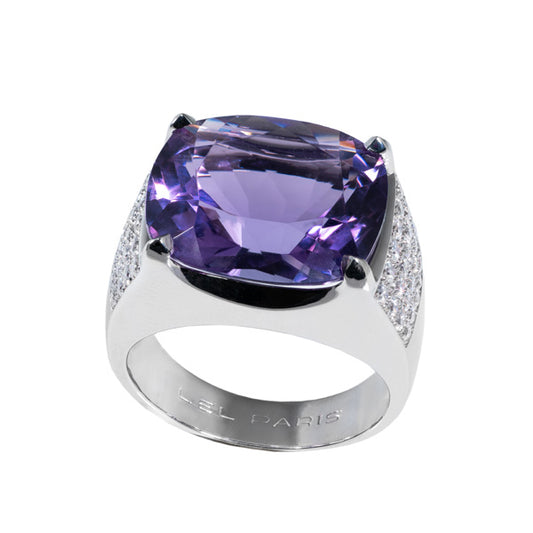 Bague Grande Tulipe pavée violette