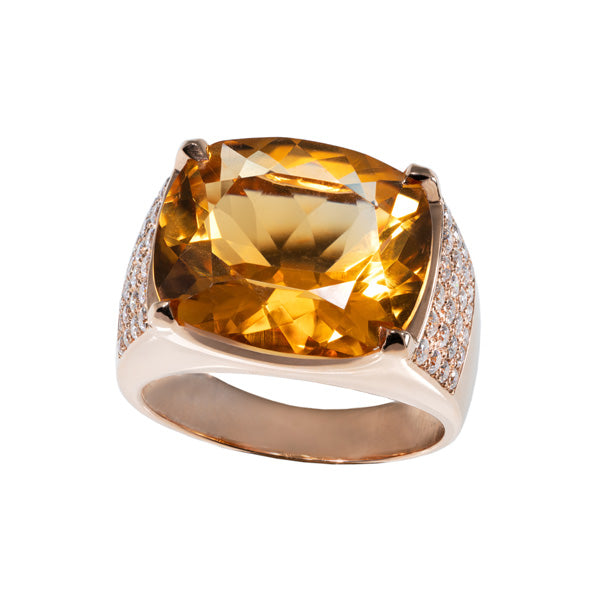 Bague Grande Tulipe pavée jaune