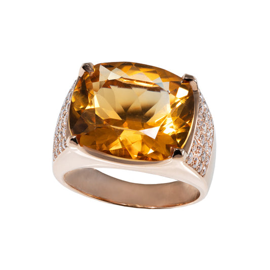 Bague Grande Tulipe pavée jaune