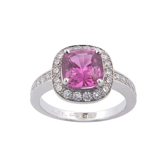 Bague Coussin Saphir Rose