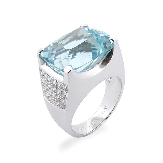 Bague Aigue marine pavage