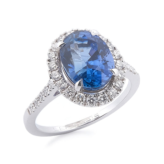 Bague Saphir ovale entourage