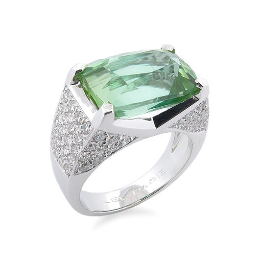Bague Tulipe Pavée Tourmaline Mint