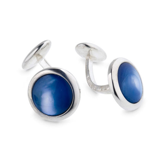 Boutons de manchettes Nacre bleu