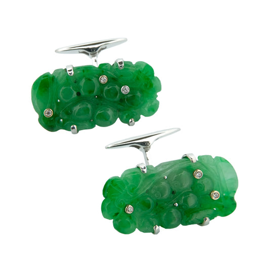 Boutons de manchette Jade gravé