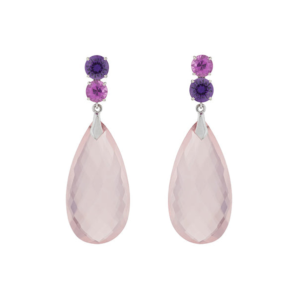 Boucles d'oreilles Quartz rose Briolette