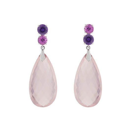 Boucles d'oreilles Quartz rose Briolette
