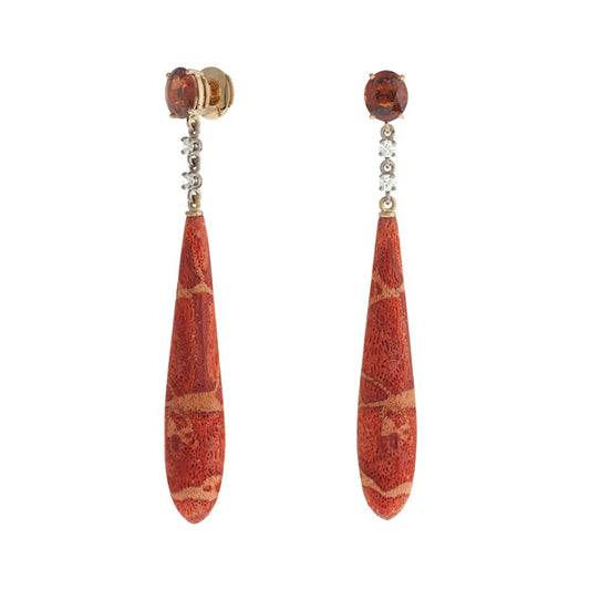Boucles d'oreilles pampilles Longues Corail