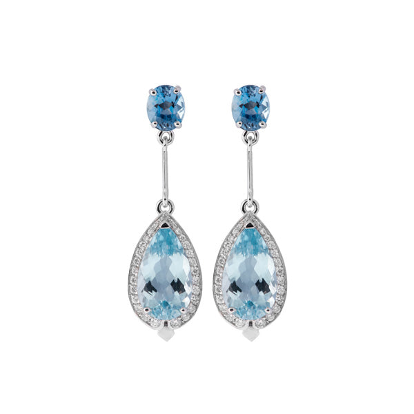 Boucles d'oreilles Poires Aigue-Marine