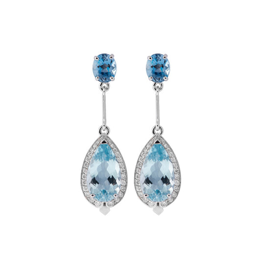 Boucles d'oreilles Poires Aigue-Marine