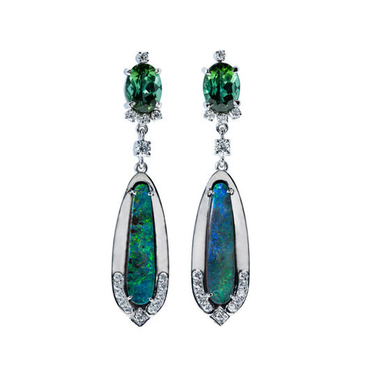 Boucles d'oreille Opales Noires
