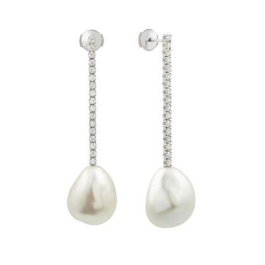 Boucles d'oreilles longues Perles blanches