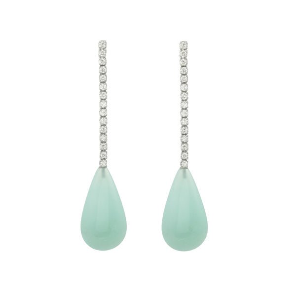 Boucles d'oreilles longues Opales vertes