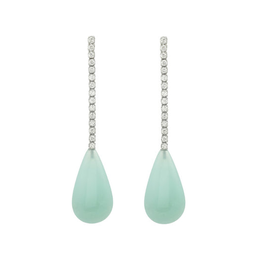 Boucles d'oreilles longues Opales vertes
