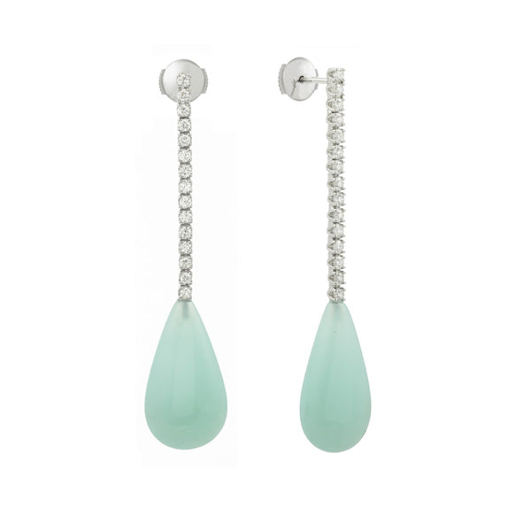 Boucles d'oreilles longues Opales vertes