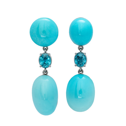 Boucles d'oreilles turquoises et zircon