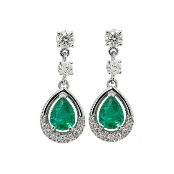 Boucles d'oreilles poires émeraudes