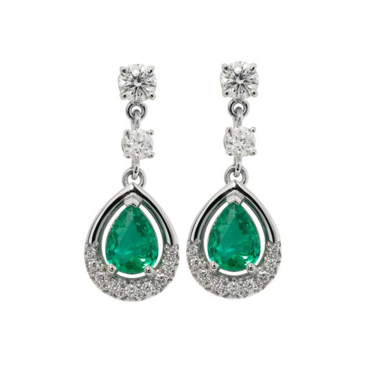 Boucles d'oreilles poires émeraudes