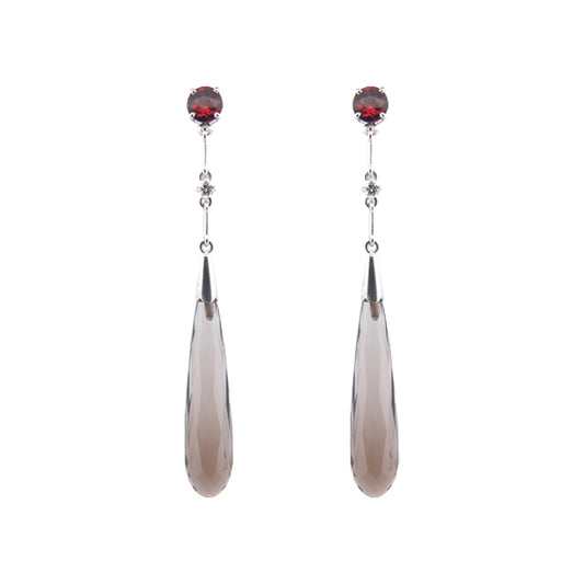 Boucles d'oreilles Pampilles Quartz Fumé