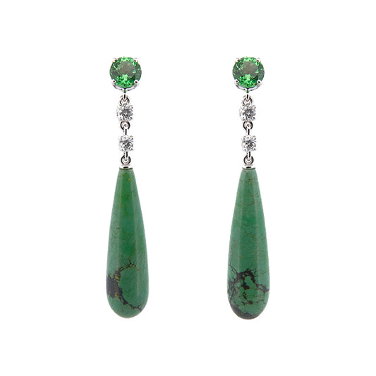 Boucles d'oreilles pampilles Turquoises vertes