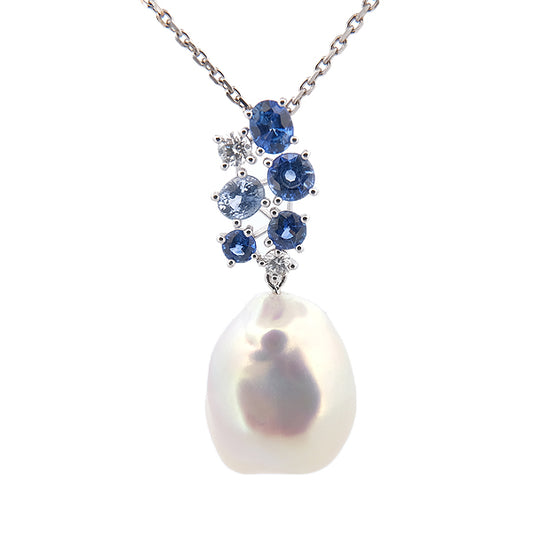 Pendentif Perle Baroque et saphirs