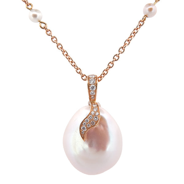 Collier Virgule perle Baroque Rose