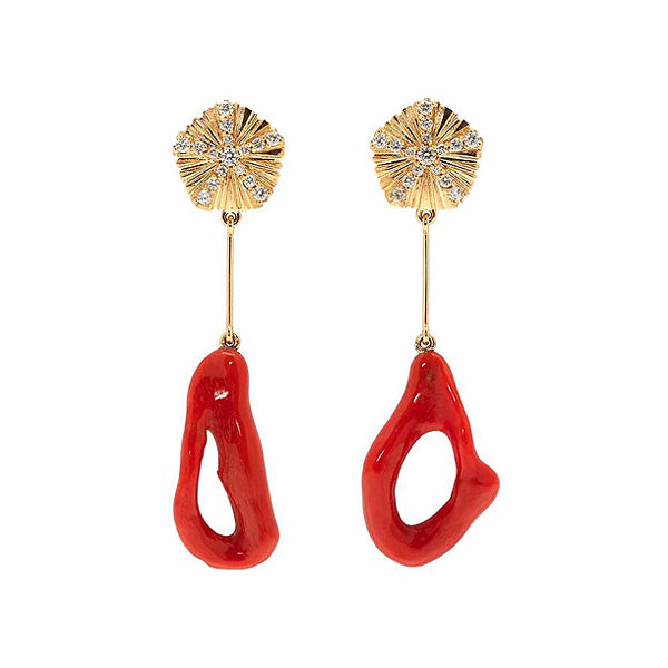 Boucles d'oreilles Oursin Corail